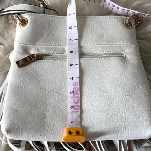 NWT Americana red white blue purse fringes vegan leather zipper compartments - Picture 12 of 12